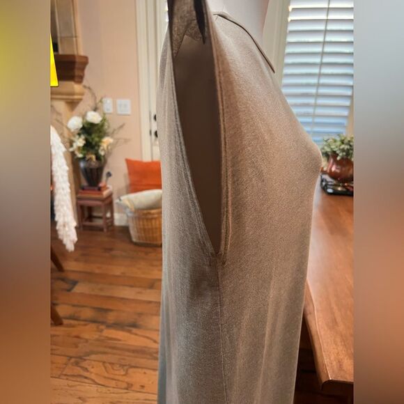 Eileen Fisher Tencel Tunic Tan Tarragon Neutral Minimalist Cap Sleeve Relaxed L - Picture 4 of 8